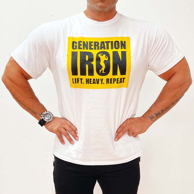 Generation Iron Lift Heavy Repeat Tee - White