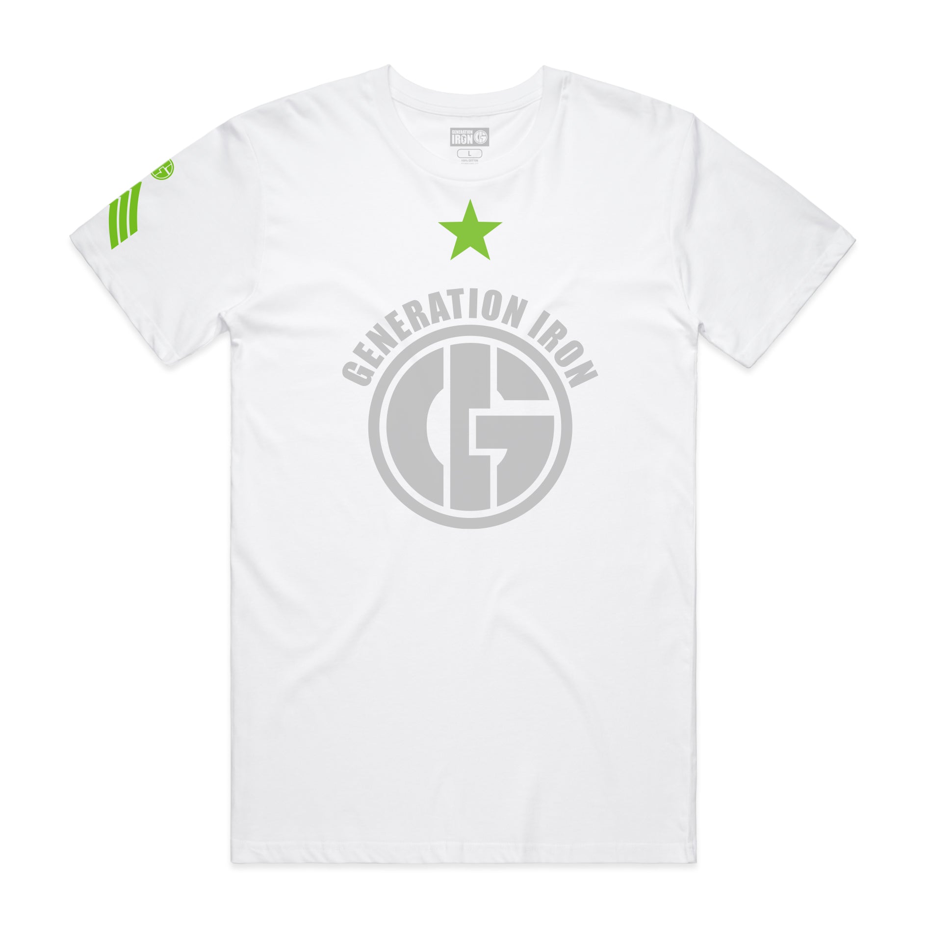 Generation Iron Green Star Tee - White